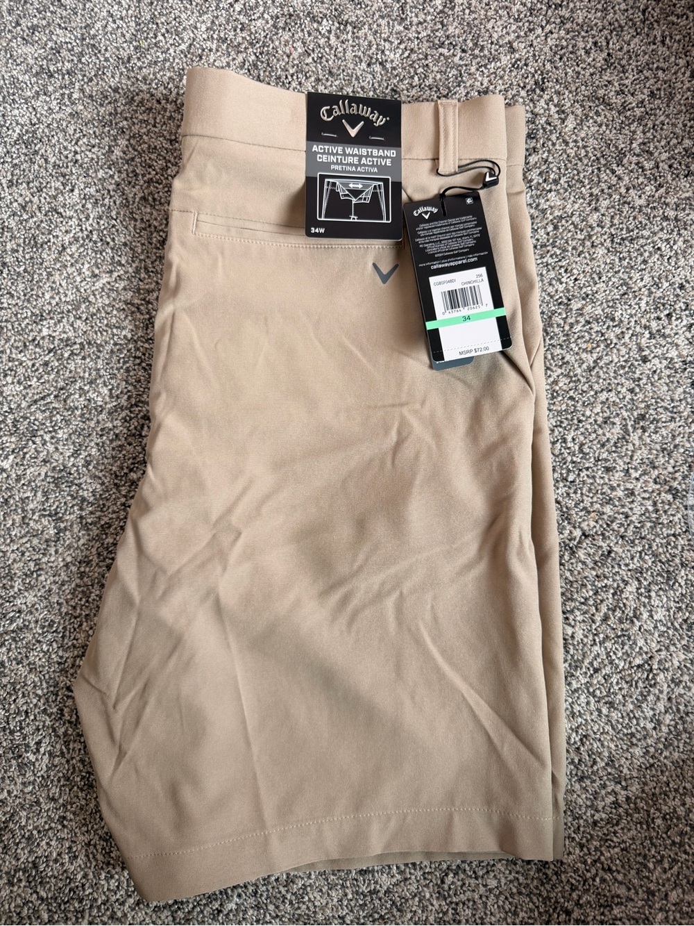 Callaway Tan Men's Chino Shorts with Active Waistband